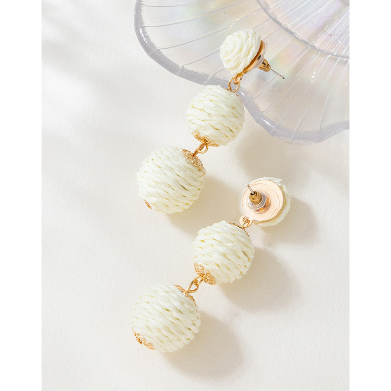 ins Holiday rattan Earrings for women Raffia woven earrings