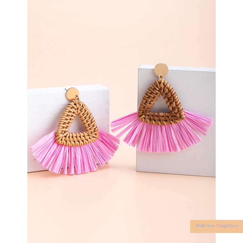 ins Holiday rattan Earrings for women Raffia woven earrings