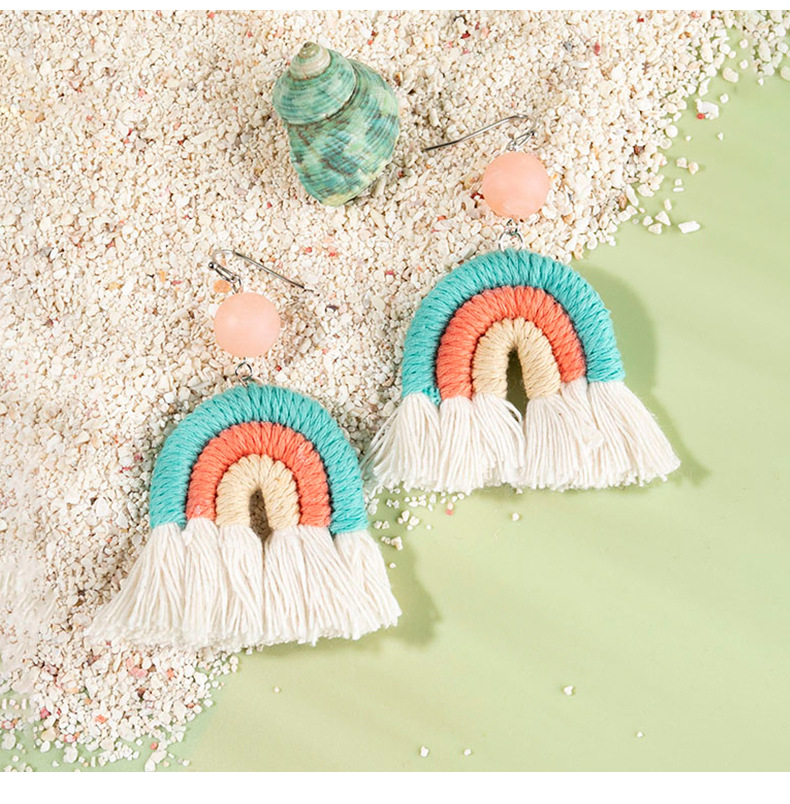 ins Holiday rattan Earrings for women Raffia woven earrings
