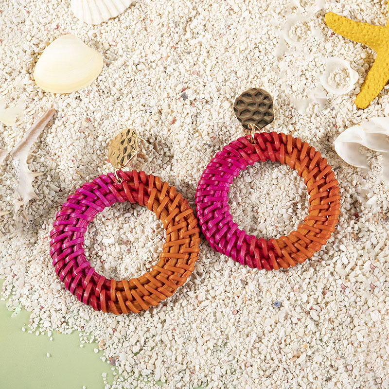 ins Holiday rattan Earrings for women Raffia woven earrings