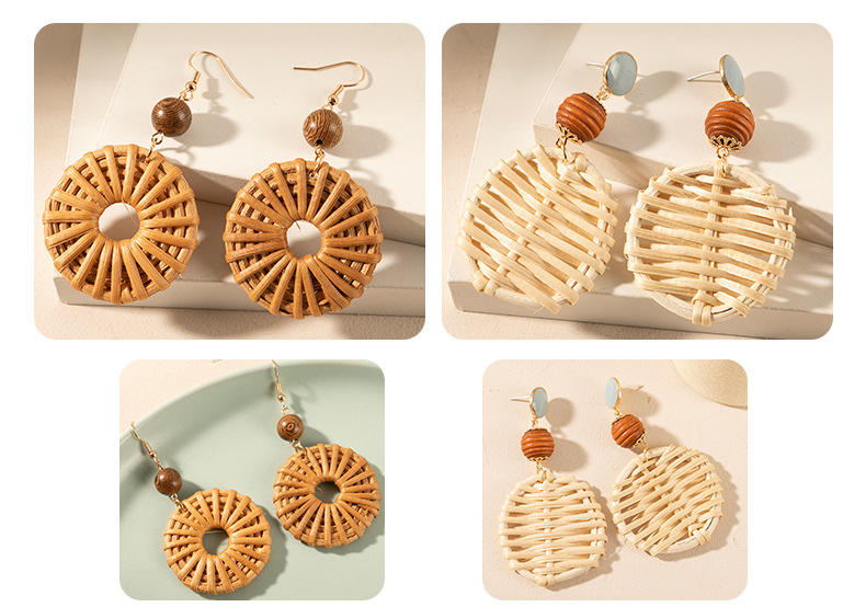 ins Holiday rattan Earrings for women Raffia woven earrings