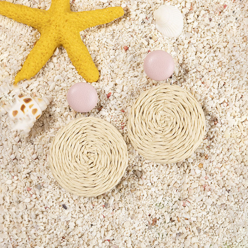 ins Holiday rattan Earrings for women Raffia woven earrings