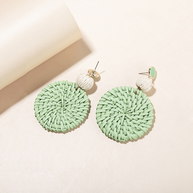 ins Holiday rattan Earrings for women Raffia woven earrings