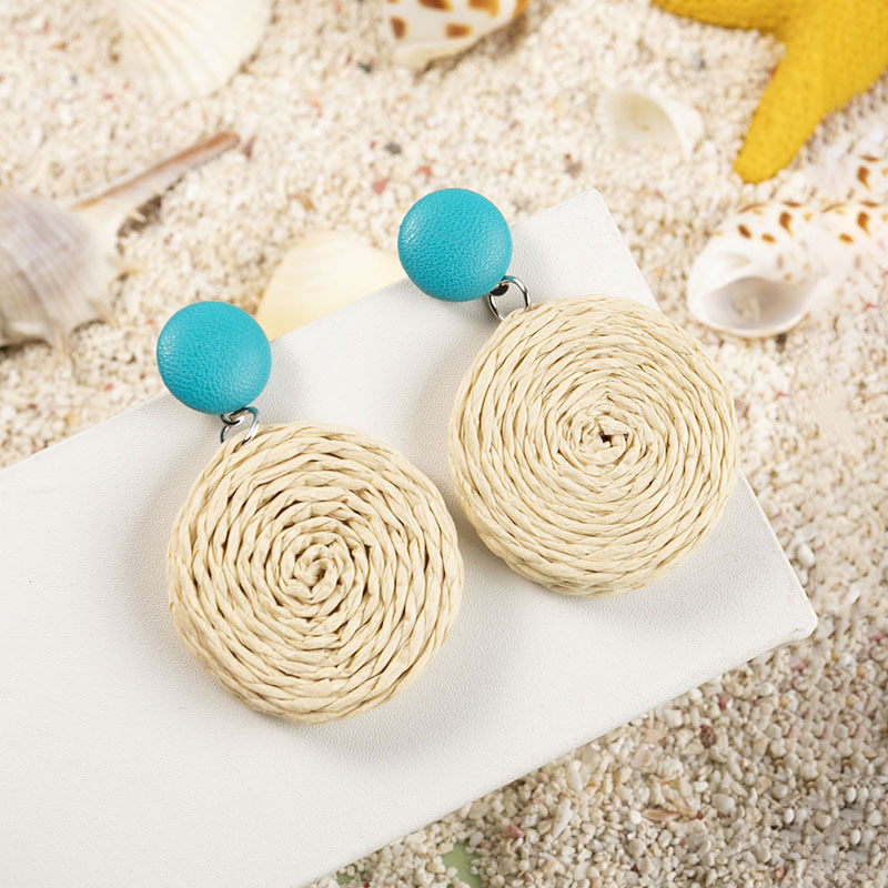ins Holiday rattan Earrings for women Raffia woven earrings