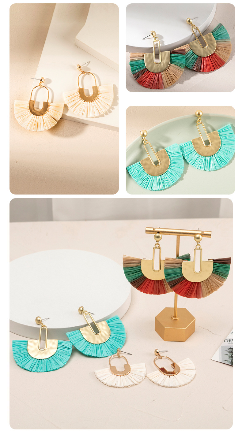 ins Holiday rattan Earrings for women Raffia woven earrings