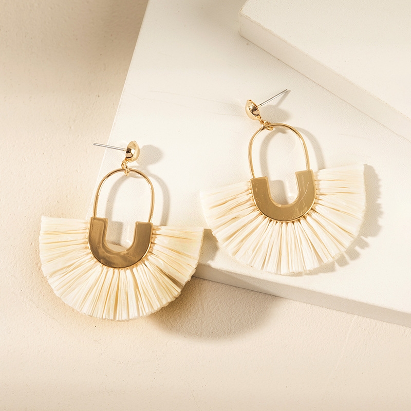 ins Holiday rattan Earrings for women Raffia woven earrings