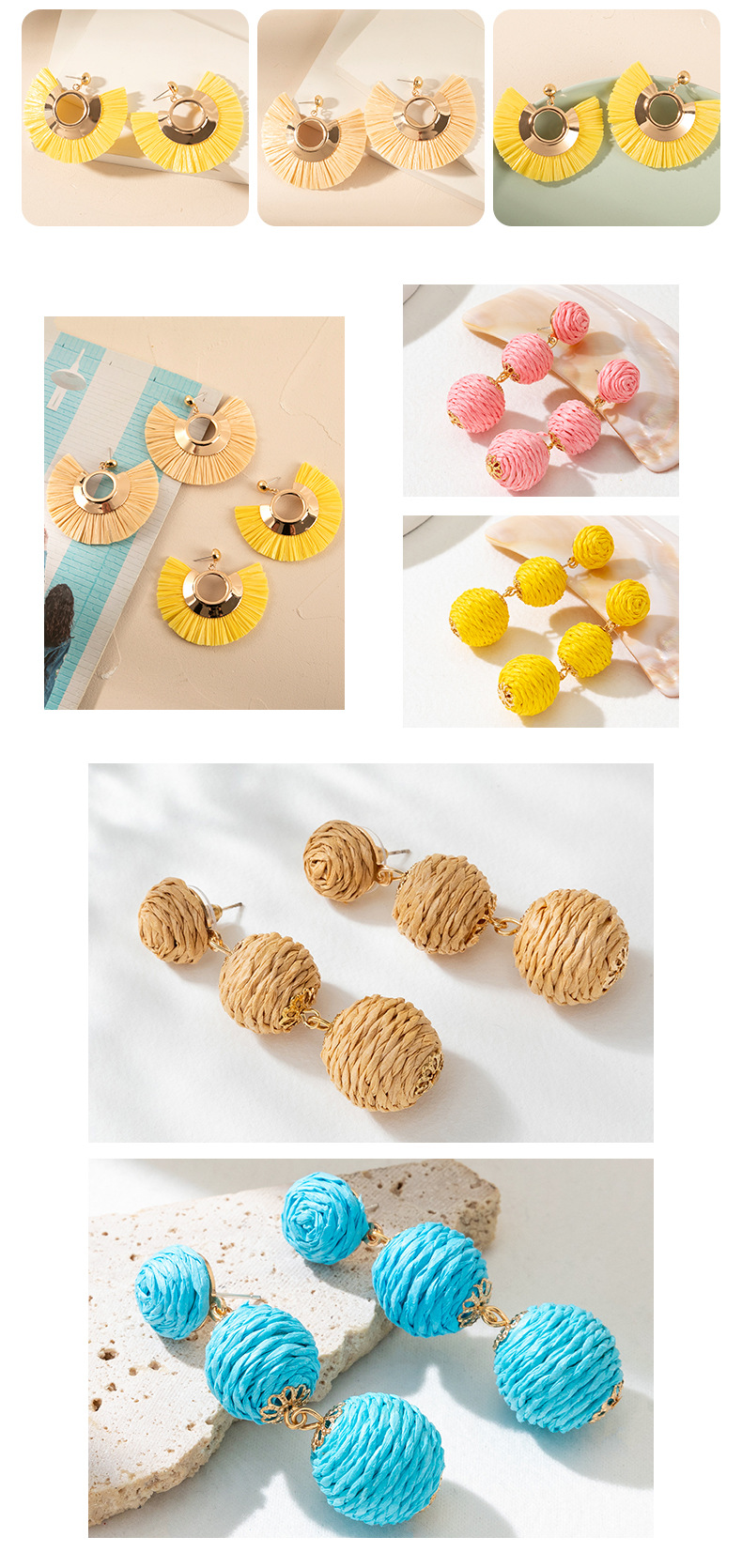 ins Holiday rattan Earrings for women Raffia woven earrings