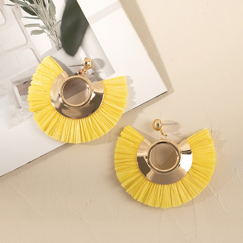 ins Holiday rattan Earrings for women Raffia woven earrings