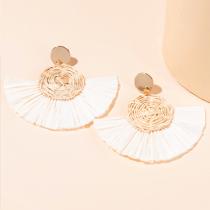 ins Holiday rattan Earrings for women Raffia woven earrings