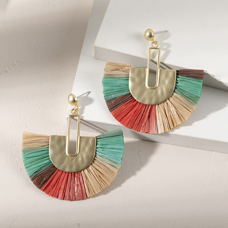 ins Holiday rattan Earrings for women Raffia woven earrings