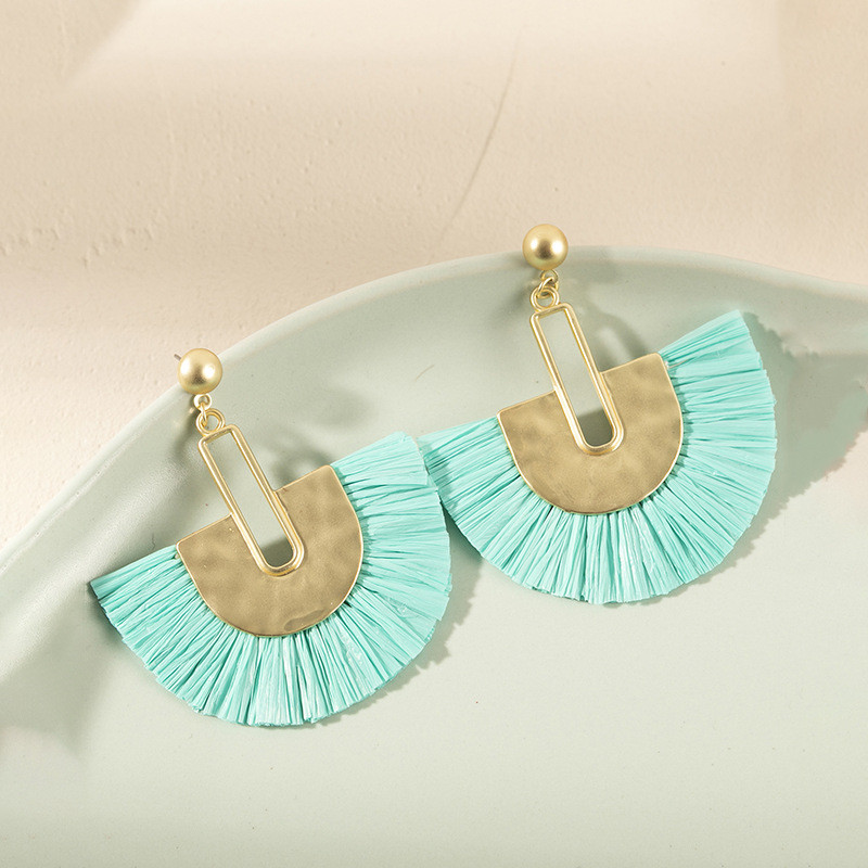 ins Holiday rattan Earrings for women Raffia woven earrings