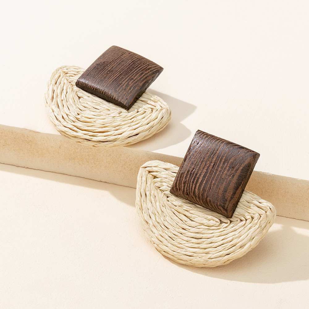 ins Holiday rattan Earrings for women Raffia woven earrings