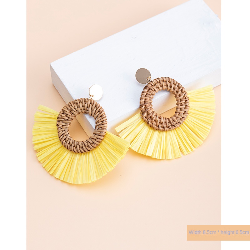 ins Holiday rattan Earrings for women Raffia woven earrings