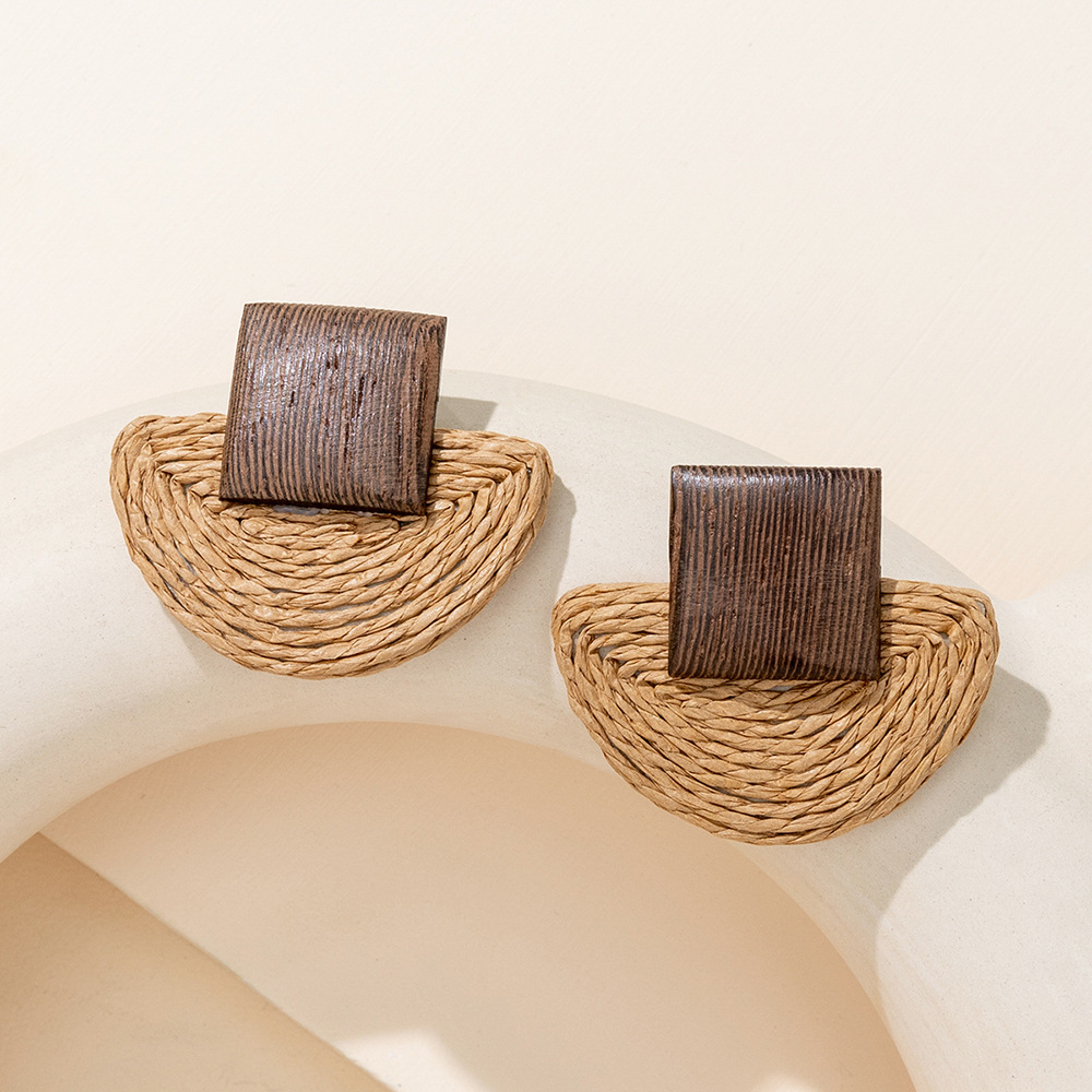 ins Holiday rattan Earrings for women Raffia woven earrings