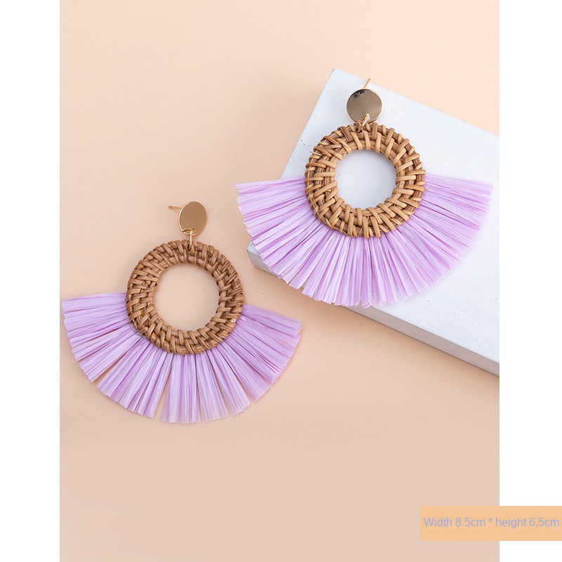 ins Holiday rattan Earrings for women Raffia woven earrings