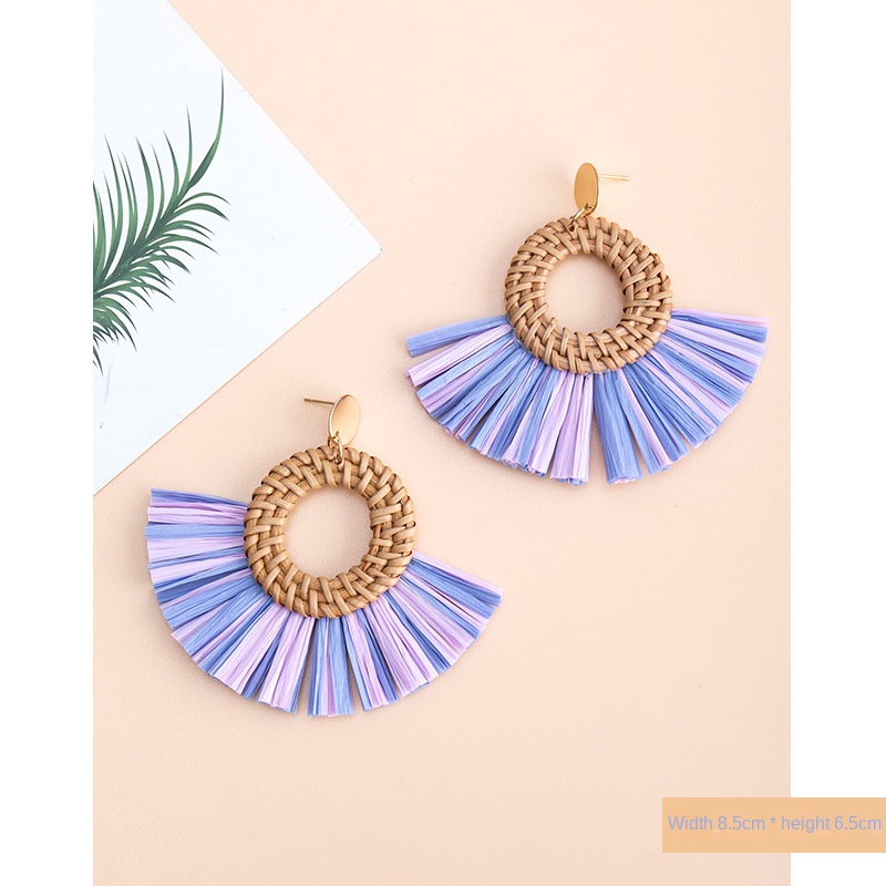 ins Holiday rattan Earrings for women Raffia woven earrings