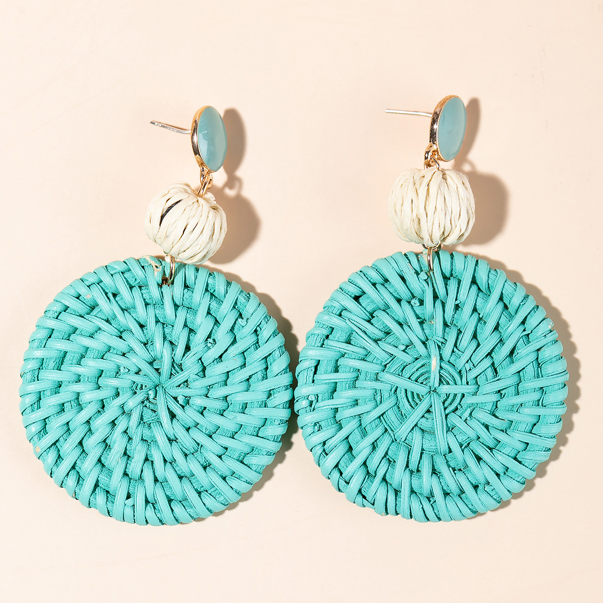 ins Holiday rattan Earrings for women Raffia woven earrings