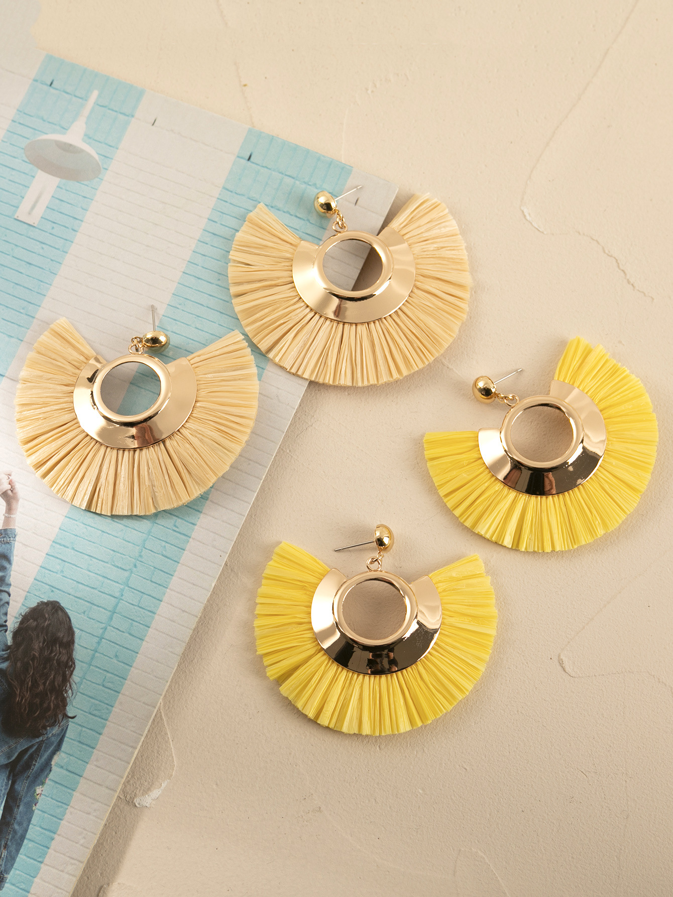 ins Holiday rattan Earrings for women Raffia woven earrings