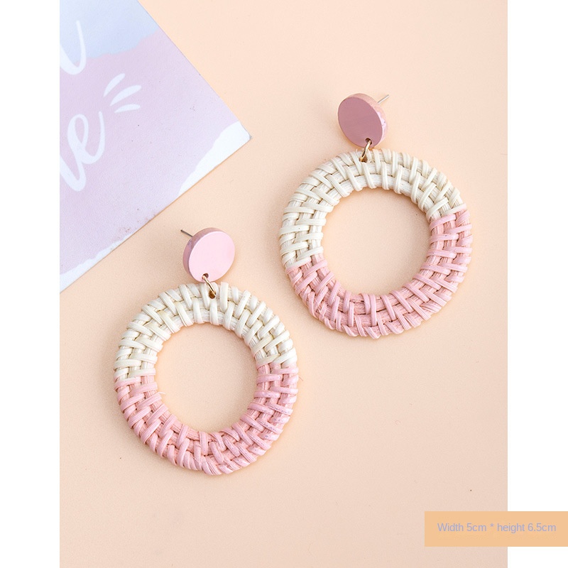 ins Holiday rattan Earrings for women Raffia woven earrings