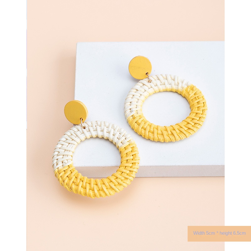 ins Holiday rattan Earrings for women Raffia woven earrings