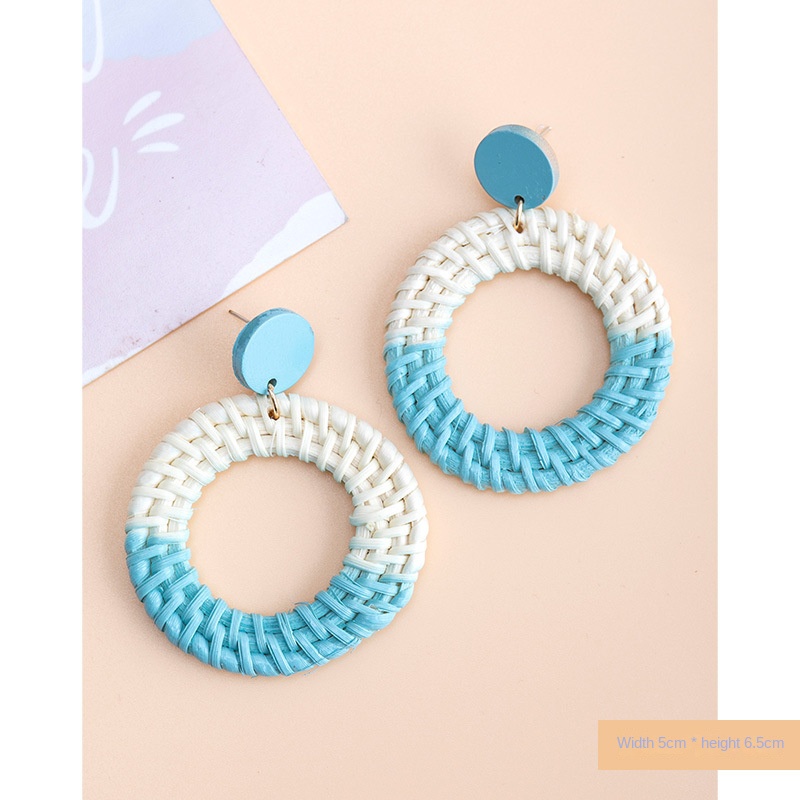 ins Holiday rattan Earrings for women Raffia woven earrings