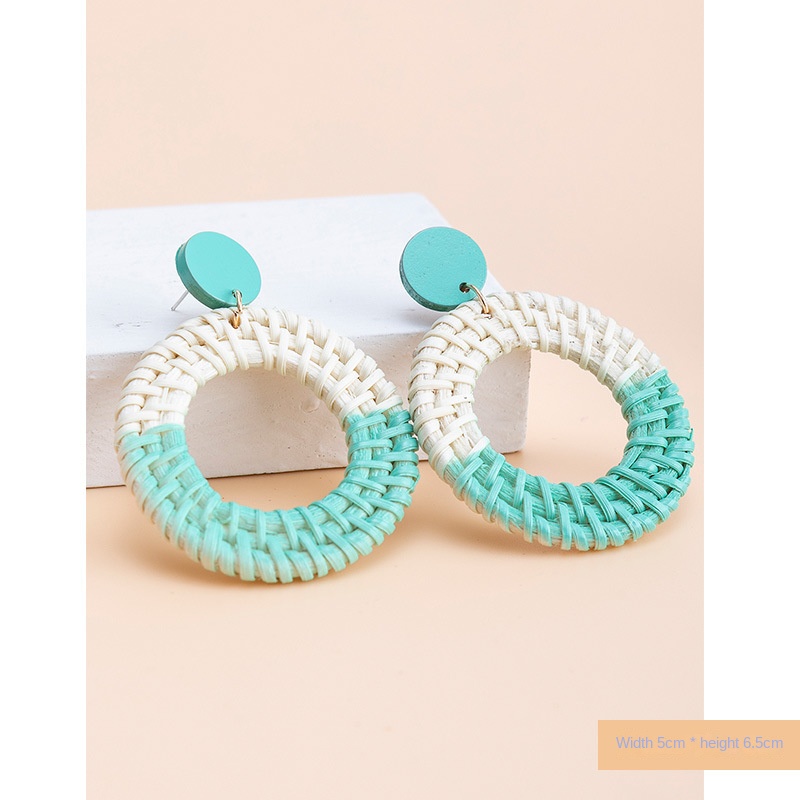 ins Holiday rattan Earrings for women Raffia woven earrings