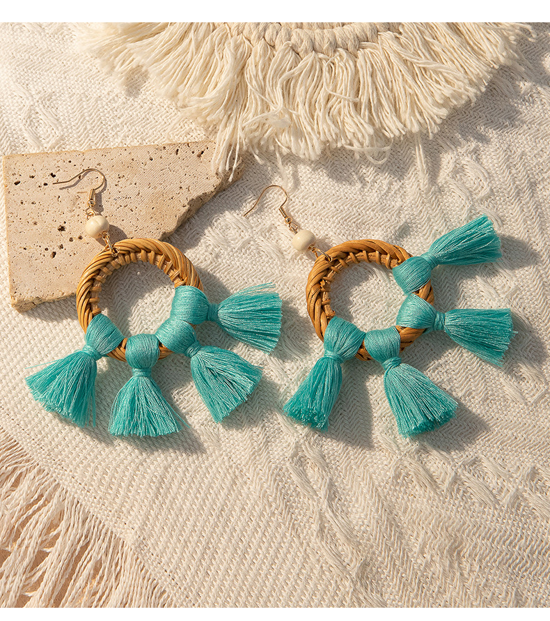 ins Holiday rattan Earrings for women Raffia woven earrings