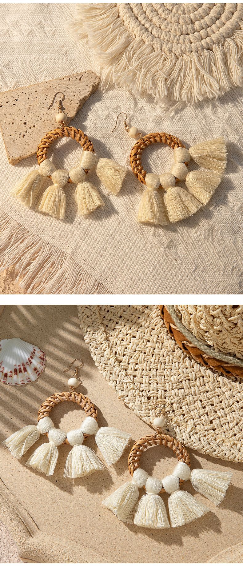 ins Holiday rattan Earrings for women Raffia woven earrings