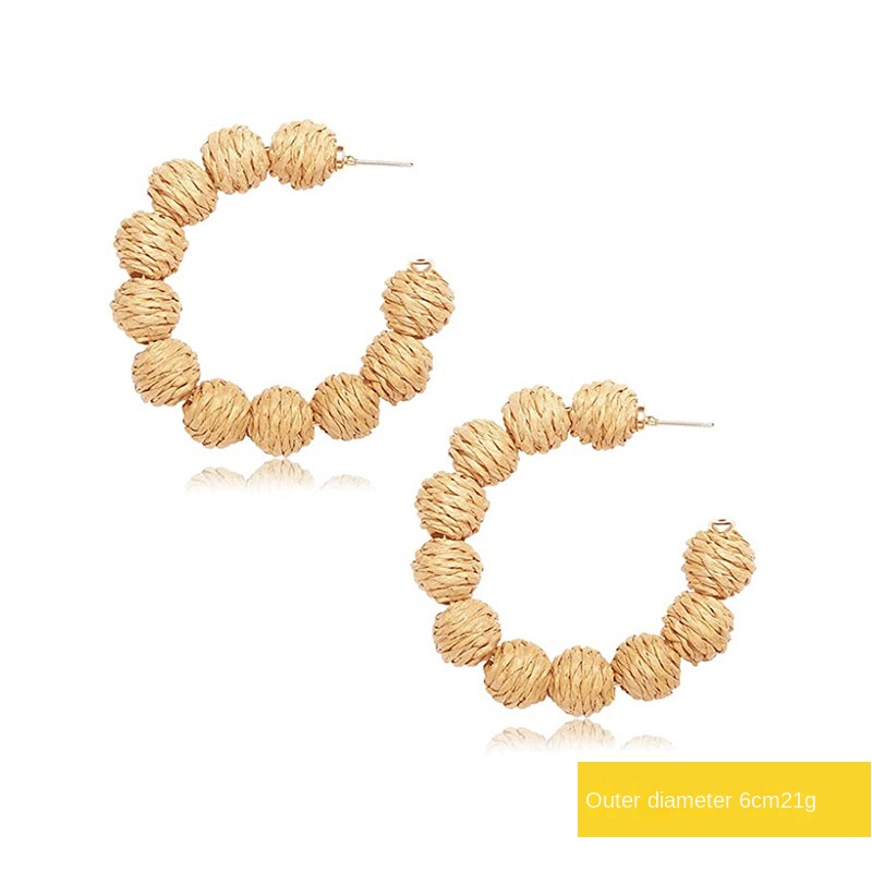 ins Holiday rattan Earrings for women Raffia woven earrings