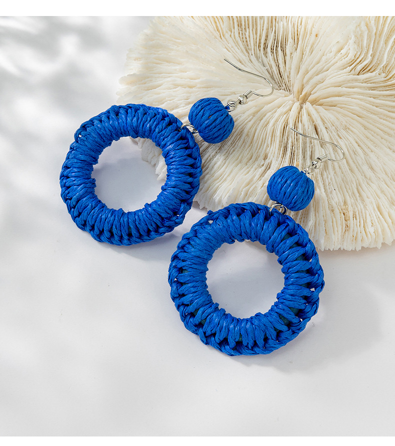 ins Holiday rattan Earrings for women Raffia woven earrings