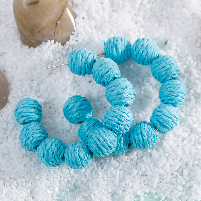 ins Holiday rattan Earrings for women Raffia woven earrings