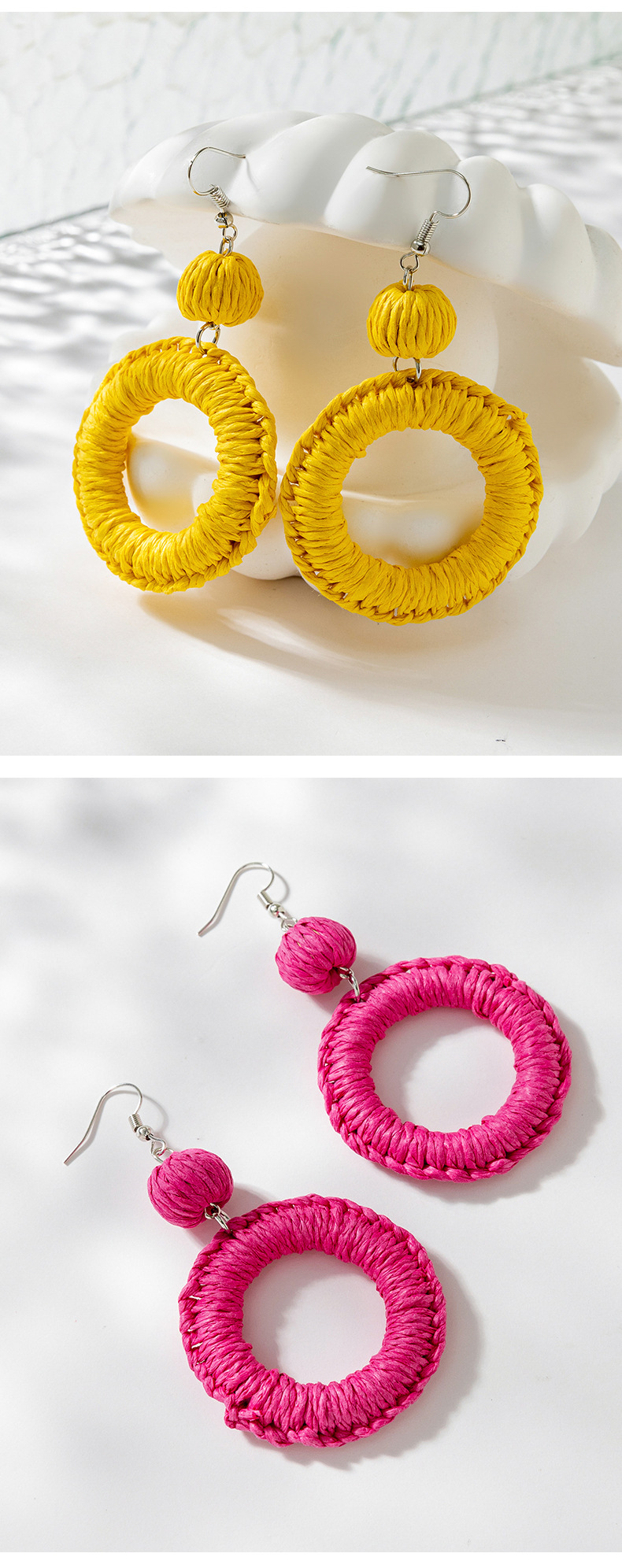 ins Holiday rattan Earrings for women Raffia woven earrings