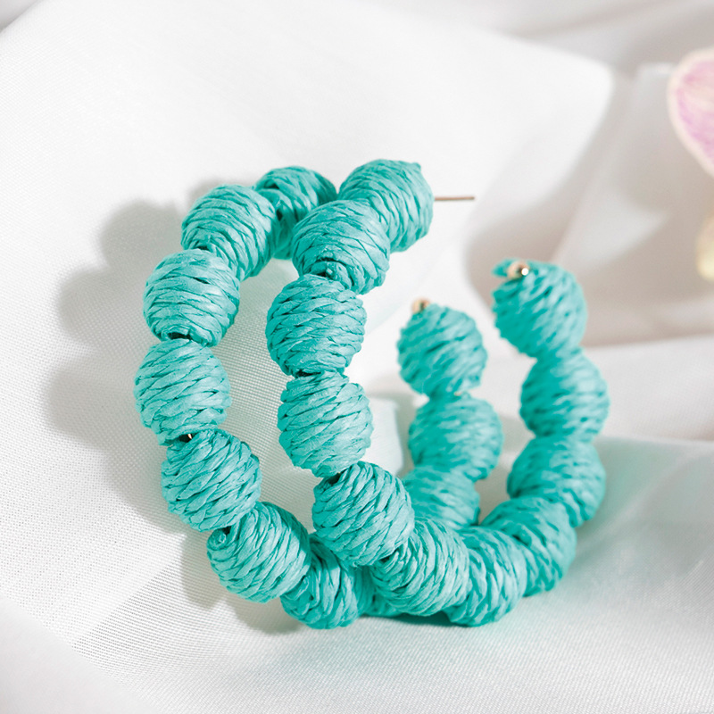 ins Holiday rattan Earrings for women Raffia woven earrings