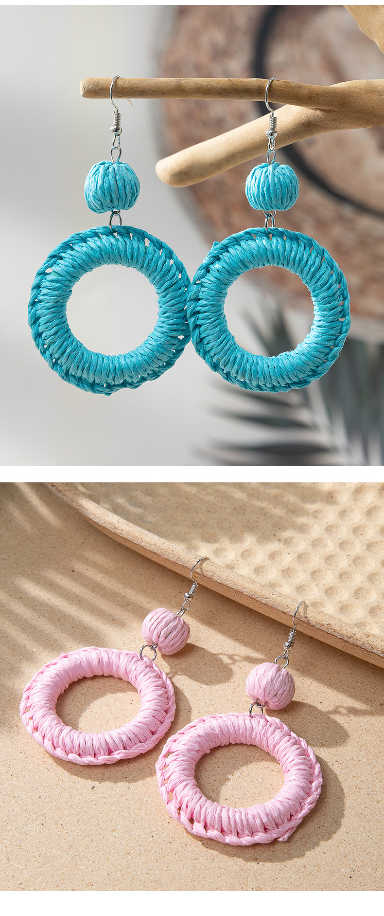 ins Holiday rattan Earrings for women Raffia woven earrings
