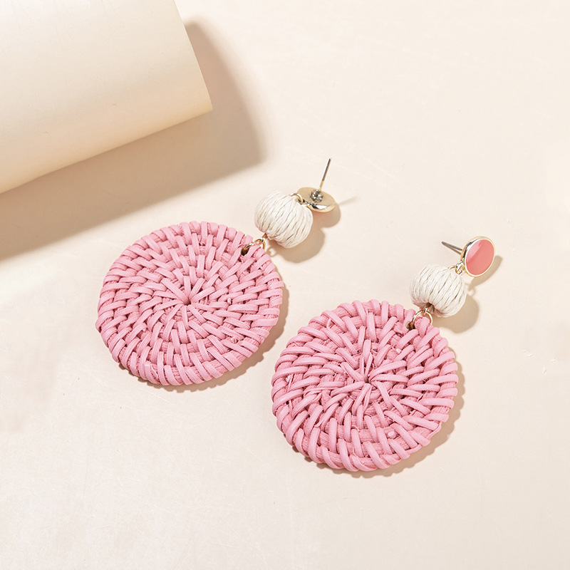 ins Holiday rattan Earrings for women Raffia woven earrings
