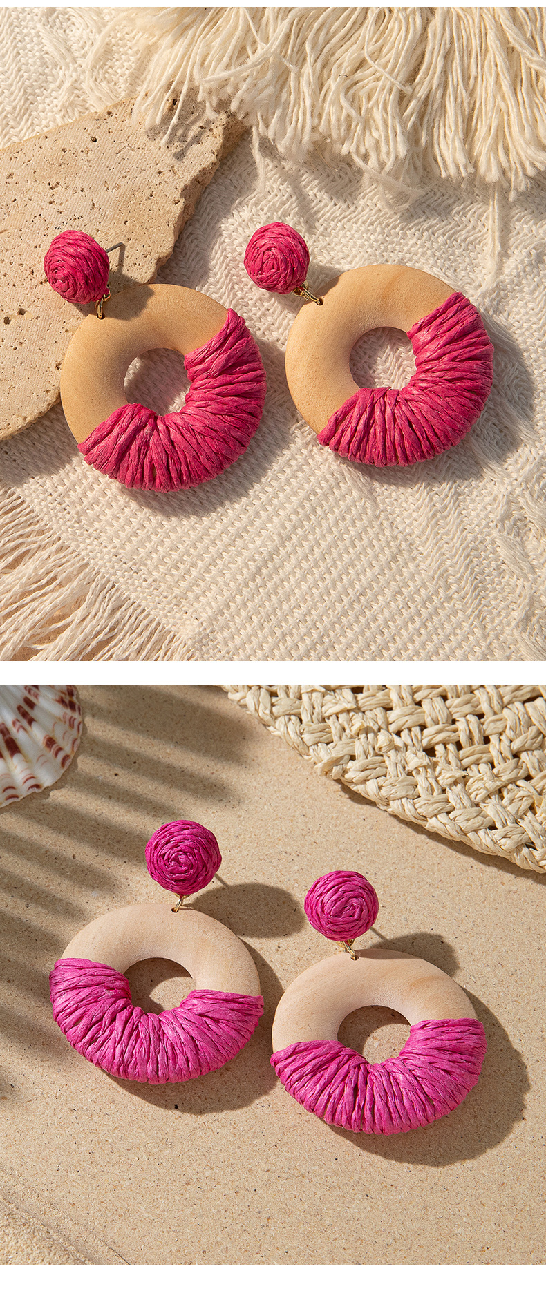 ins Holiday rattan Earrings for women Raffia woven earrings