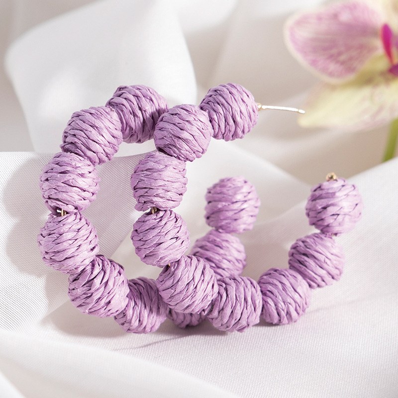 ins Holiday rattan Earrings for women Raffia woven earrings