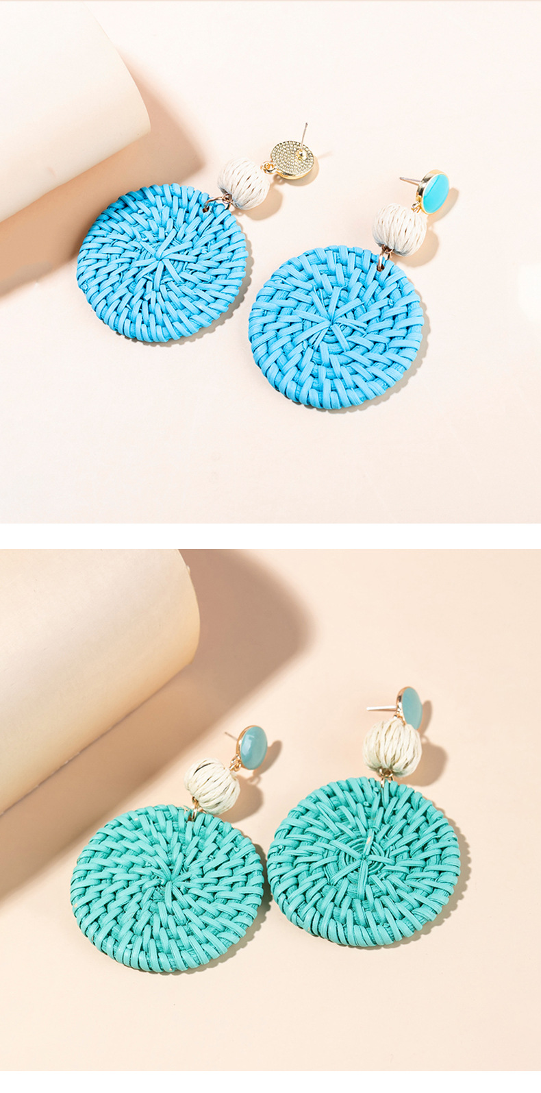 ins Holiday rattan Earrings for women Raffia woven earrings