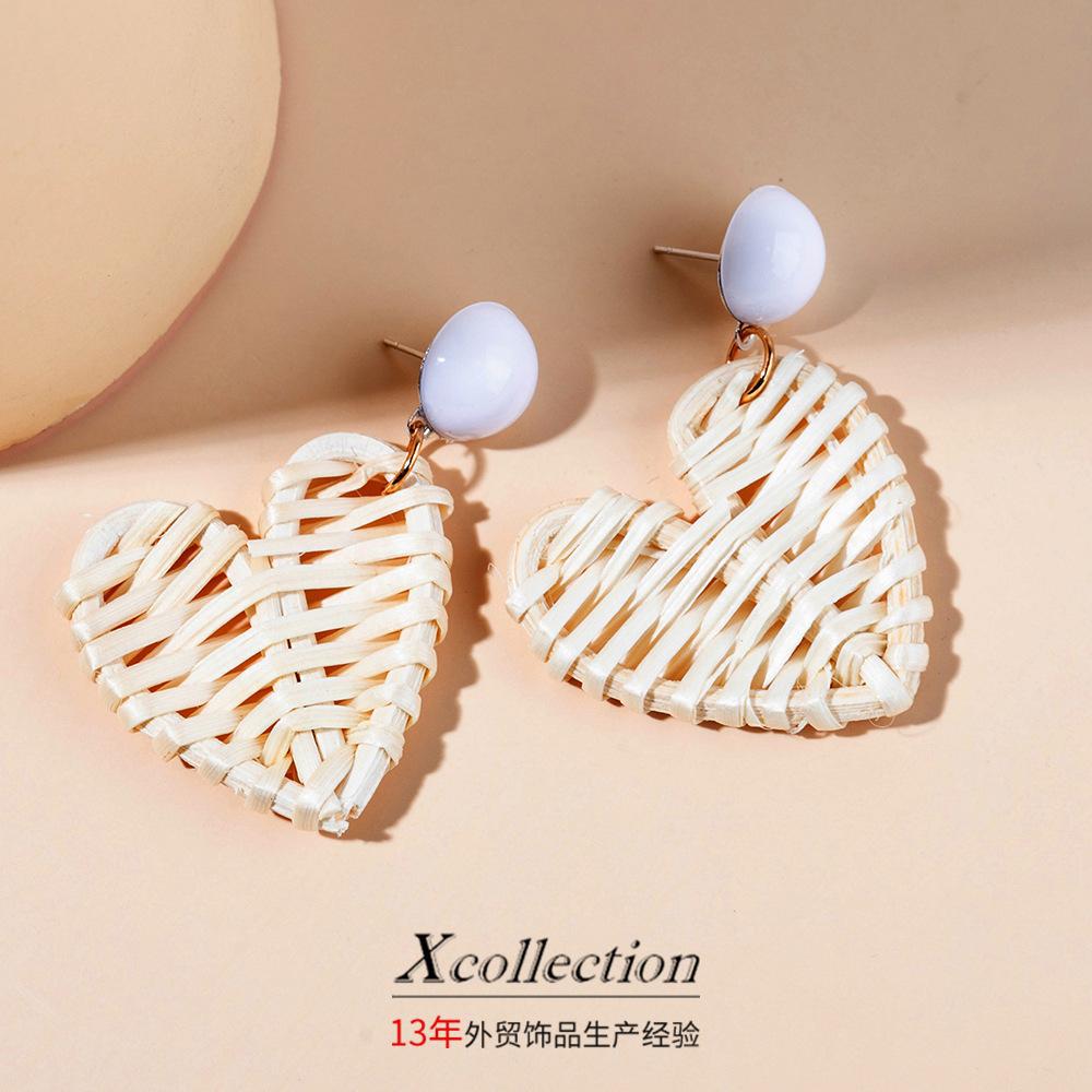 ins Holiday rattan Earrings for women Raffia woven earrings