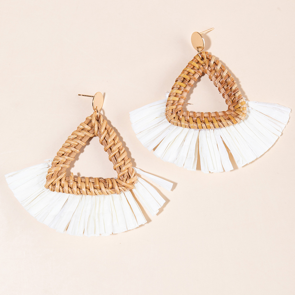 ins Holiday rattan Earrings for women Raffia woven earrings