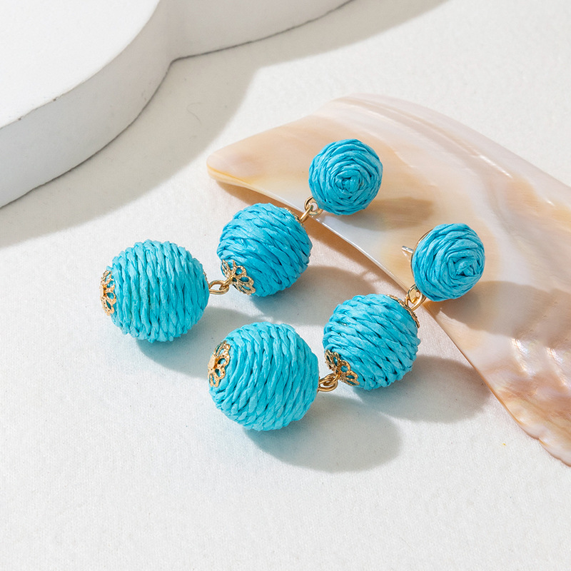 ins Holiday rattan Earrings for women Raffia woven earrings