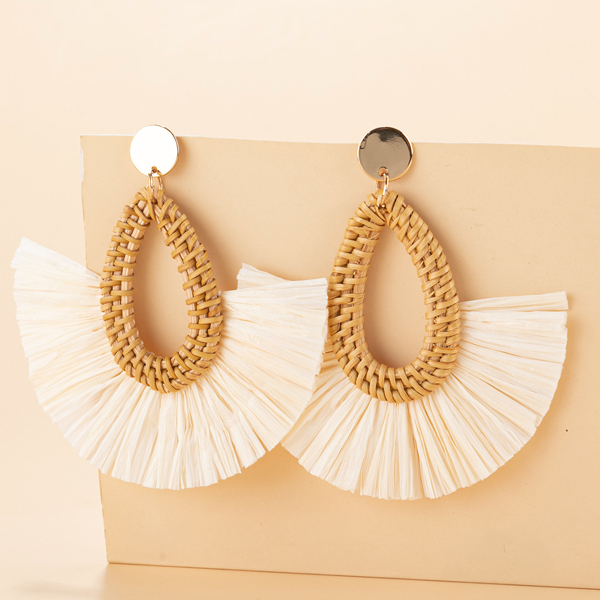 ins Holiday rattan Earrings for women Raffia woven earrings