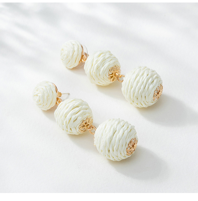 ins Holiday rattan Earrings for women Raffia woven earrings