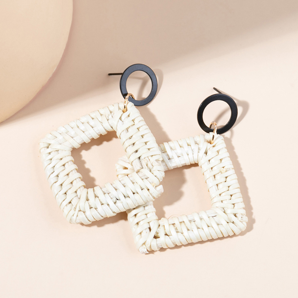 ins Holiday rattan Earrings for women Raffia woven earrings