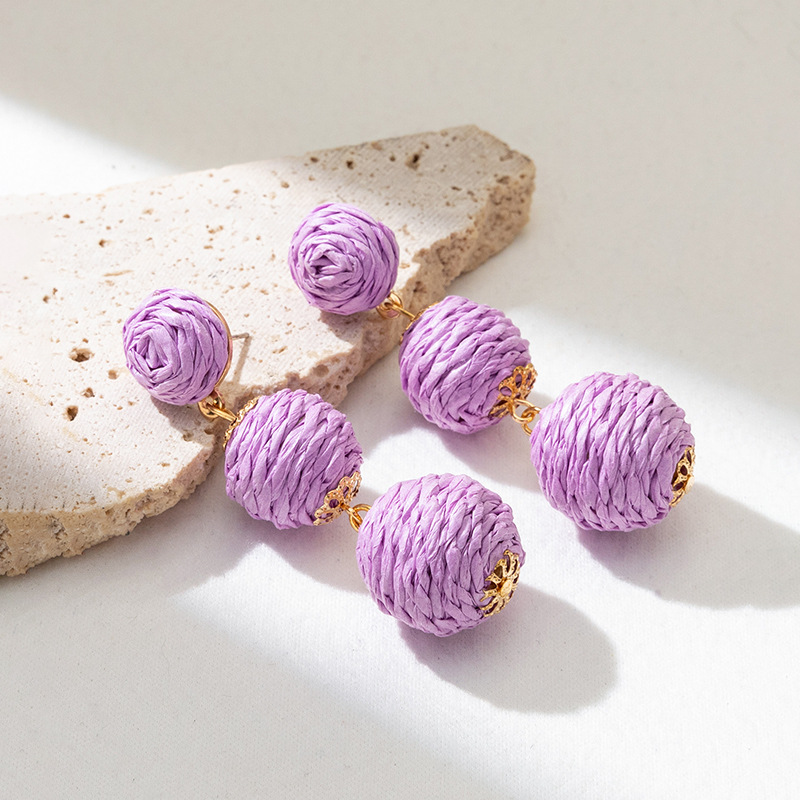 ins Holiday rattan Earrings for women Raffia woven earrings