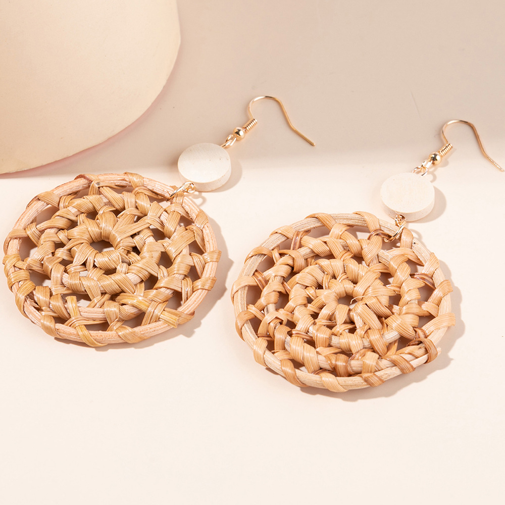 ins Holiday rattan Earrings for women Raffia woven earrings