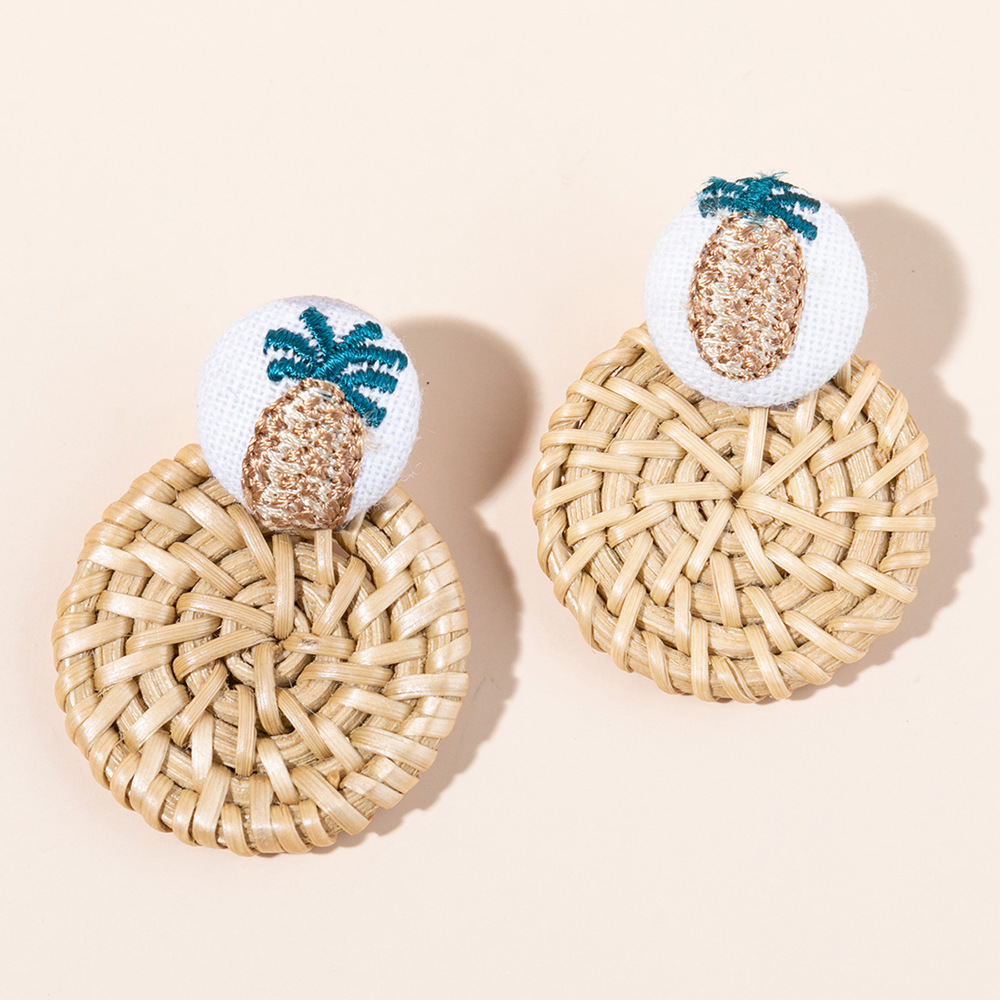 ins Holiday rattan Earrings for women Raffia woven earrings
