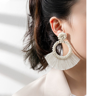 ins Holiday rattan Earrings for women Raffia woven earrings