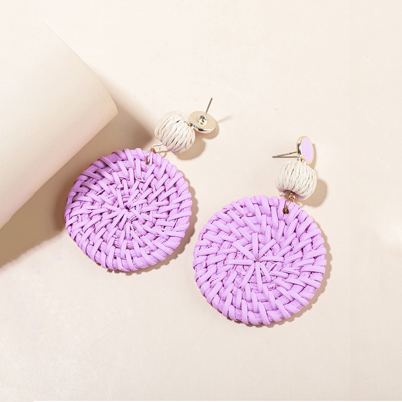 ins Holiday rattan Earrings for women Raffia woven earrings
