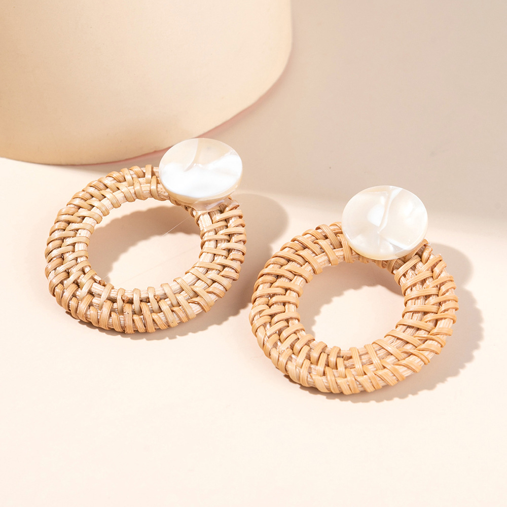 ins Holiday rattan Earrings for women Raffia woven earrings